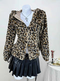 Leopard Plush Zip-Up Hooded Outerwear Brown 9b7b2e77c17e4685833b048fd6c46a56-Max-Origin