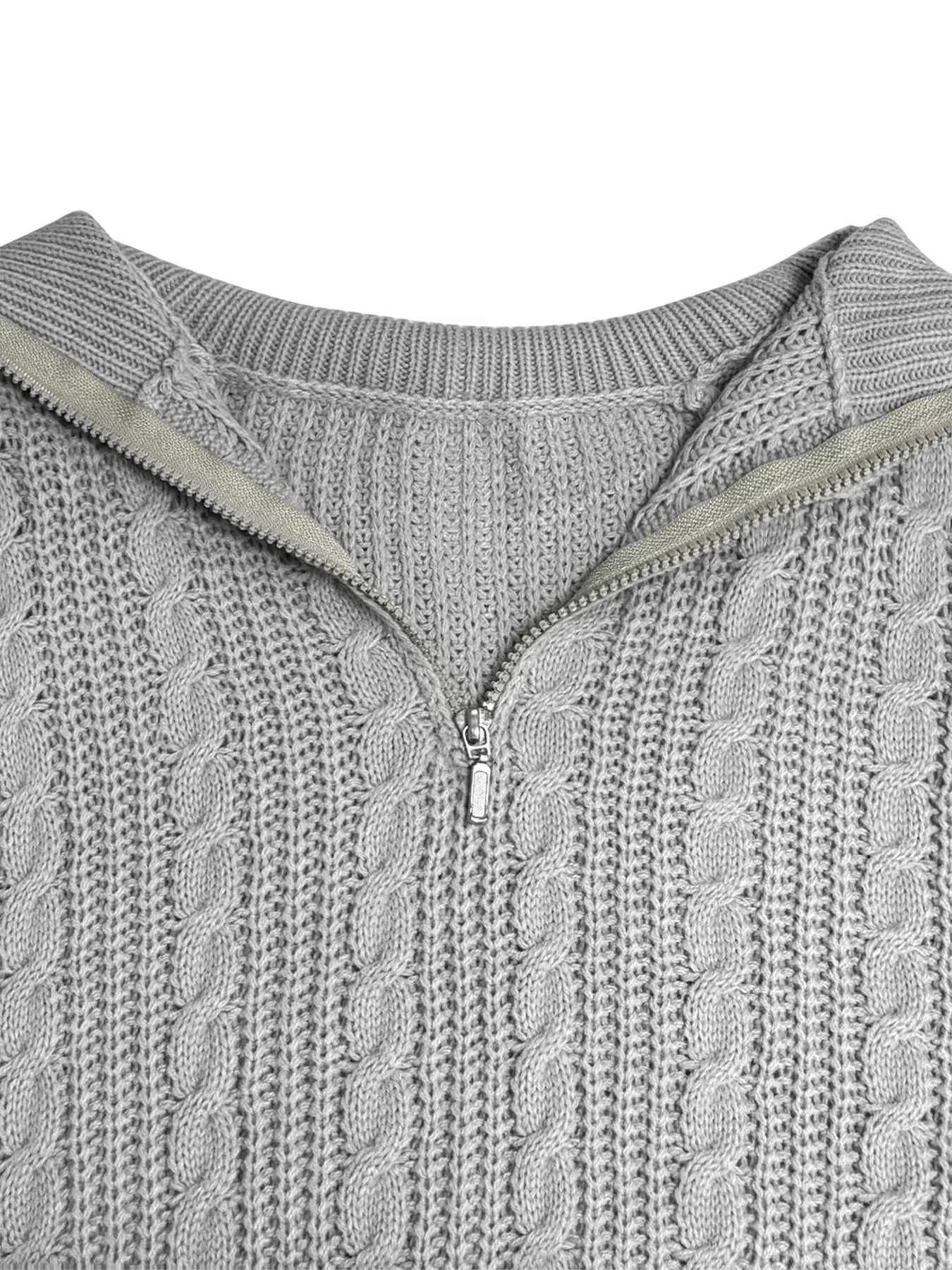 Cable Knit Half Zip Sweater