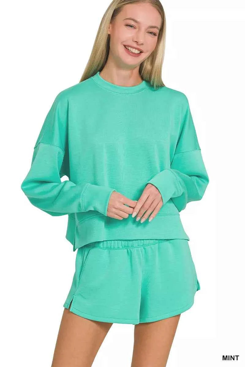 Zenana Scuba Long Sleeve Sweatshirts & Shorts Set MINT 9b94a12d0a4446bfabad533a412255fb-Max-Origin