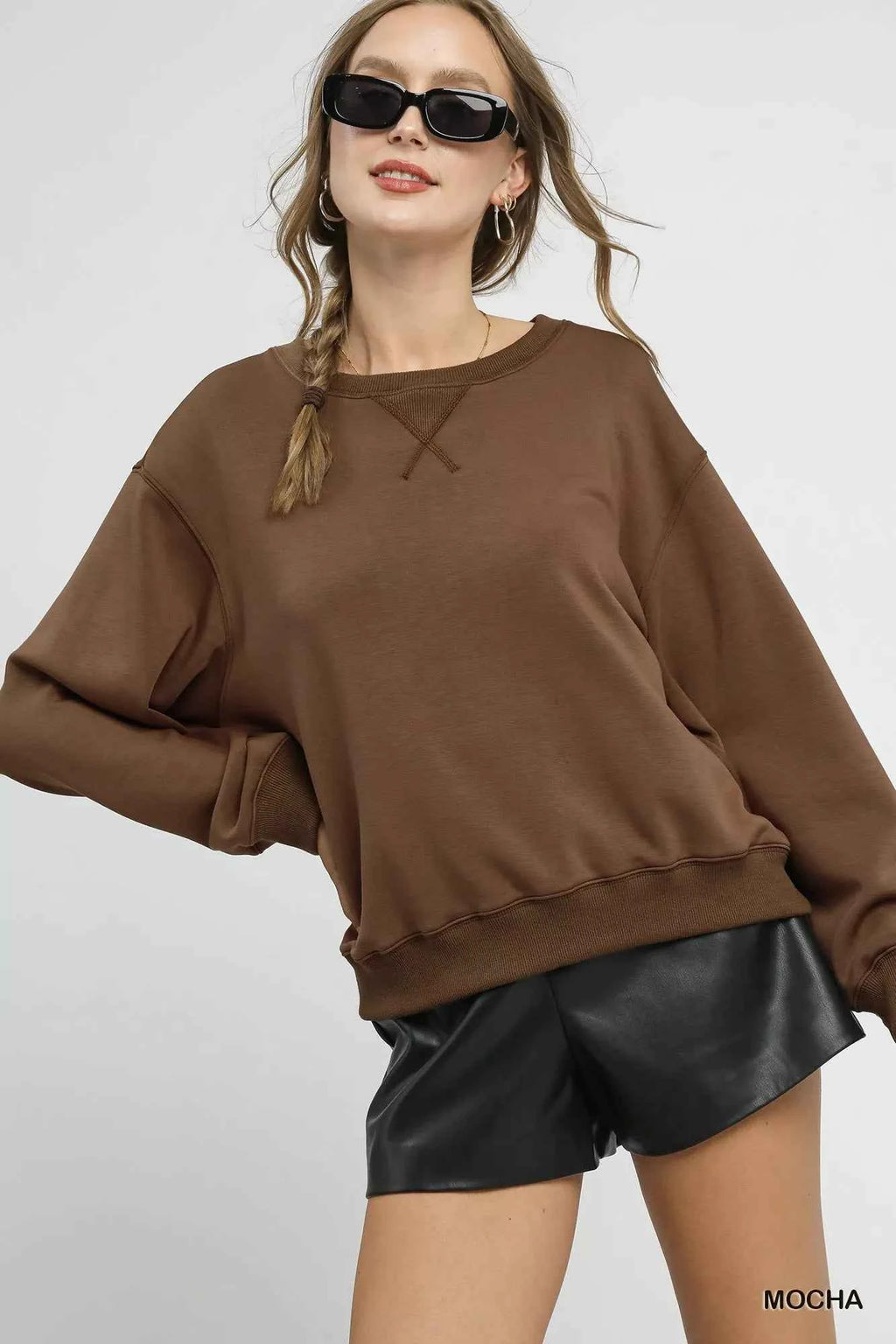Umgee Round Neck Long Sleeve Fleece Sweatshirt 9ba18cae-ed14-4cfa-bd05-b2449e7fd6c0-Max-Origin