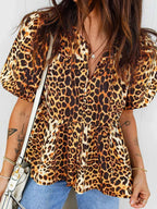 Leopard Print Short Puff Sleeve Slit Neck Babydoll Blouse Leopard 9badd587aa77438d96f4ab3751c1f042-Max-Origin