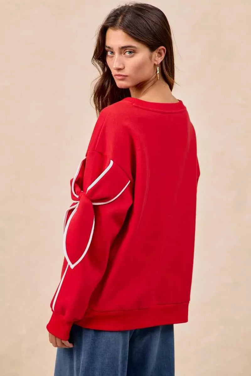 BiBi Bow Detail Sleeves Fleece Sweatshirt 9bb05b2e-64a7-4223-99ab-8e59bc182e9e-Max-Origin