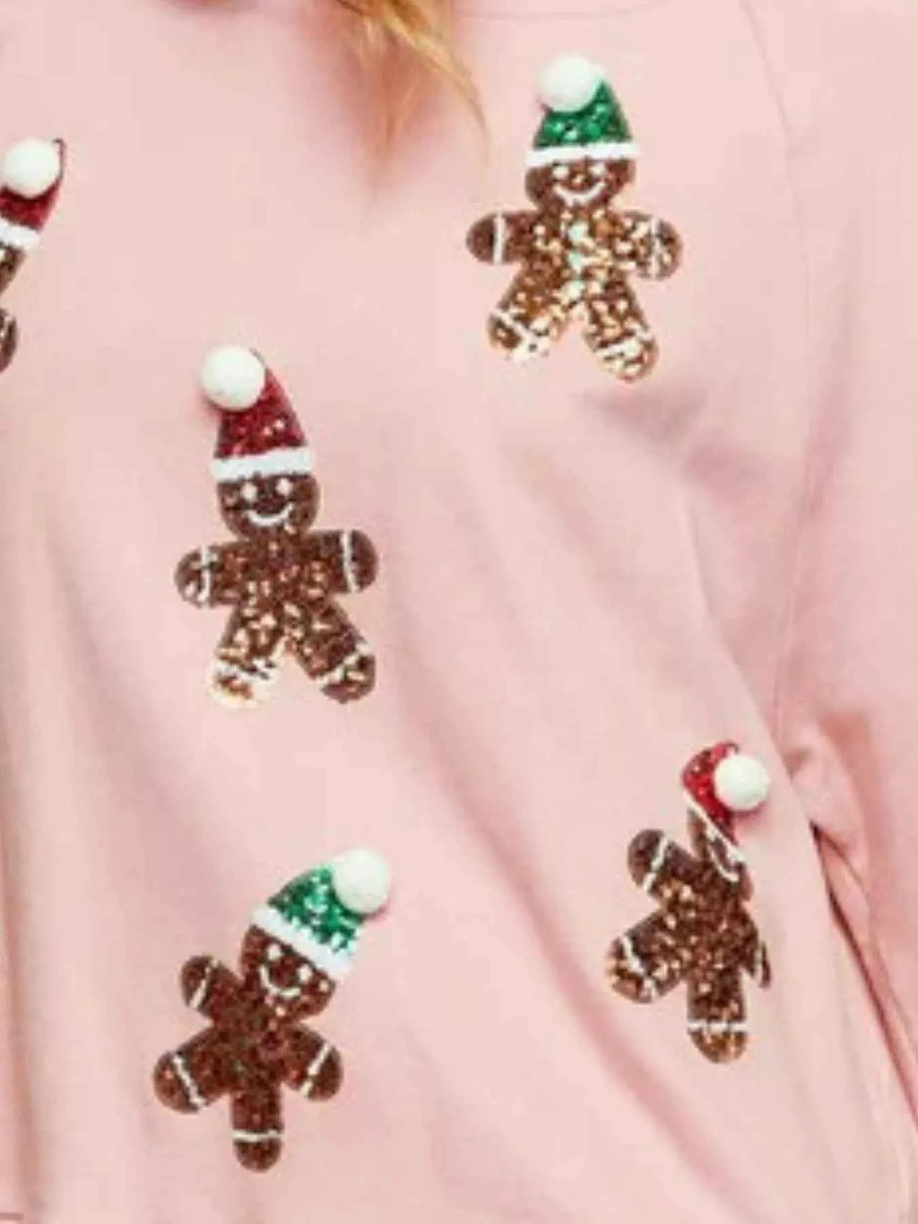 Christmas Sequin Gingerbread Round Neck Sweatshirt 9bb8b7a9-beb9-4c71-bc0a-7318ce144b48-Max-Origin