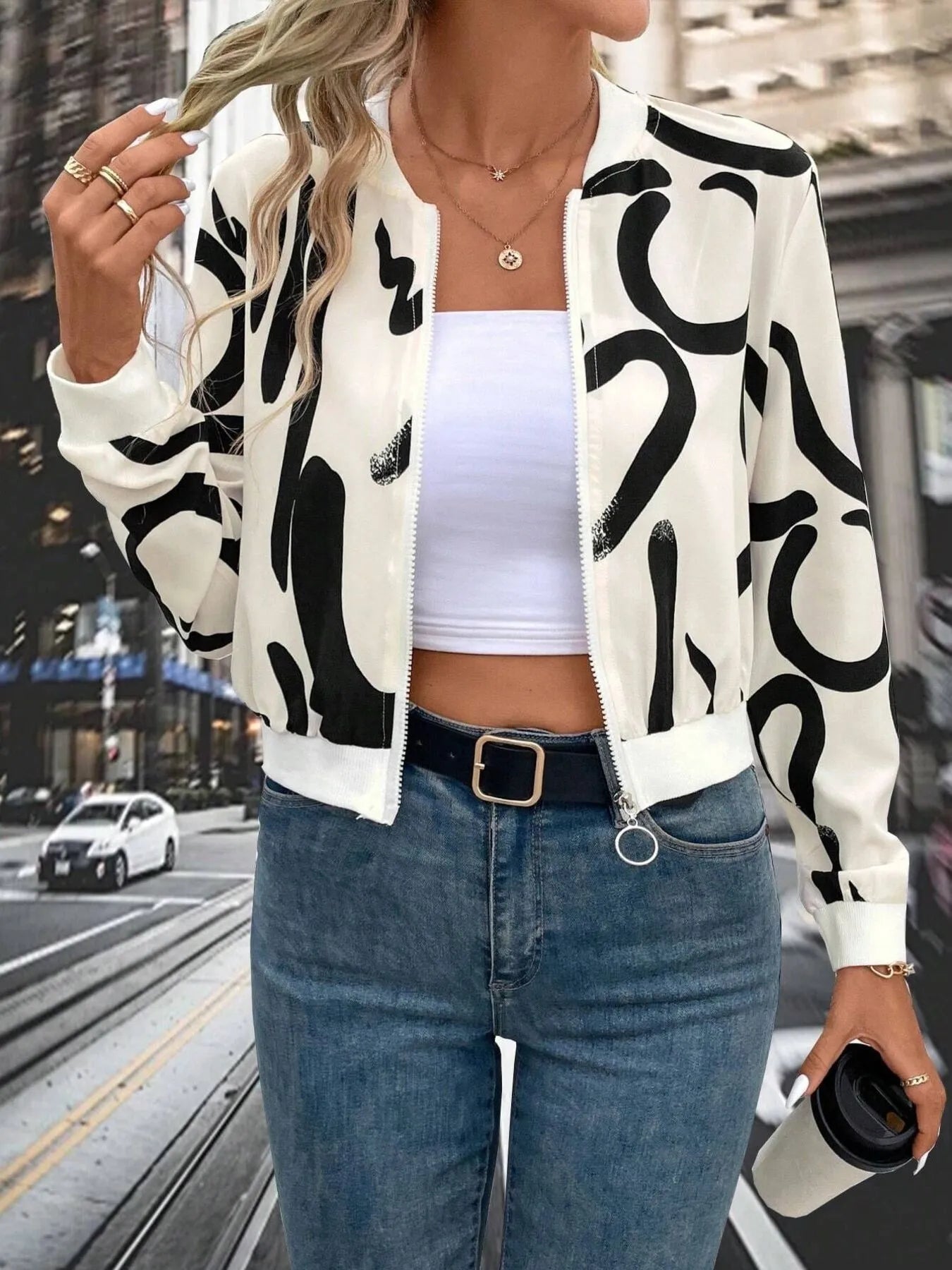 Number Print Zip Up Jacket 9bc539484cdc407c9397293ecb2cf714-Max-Origin