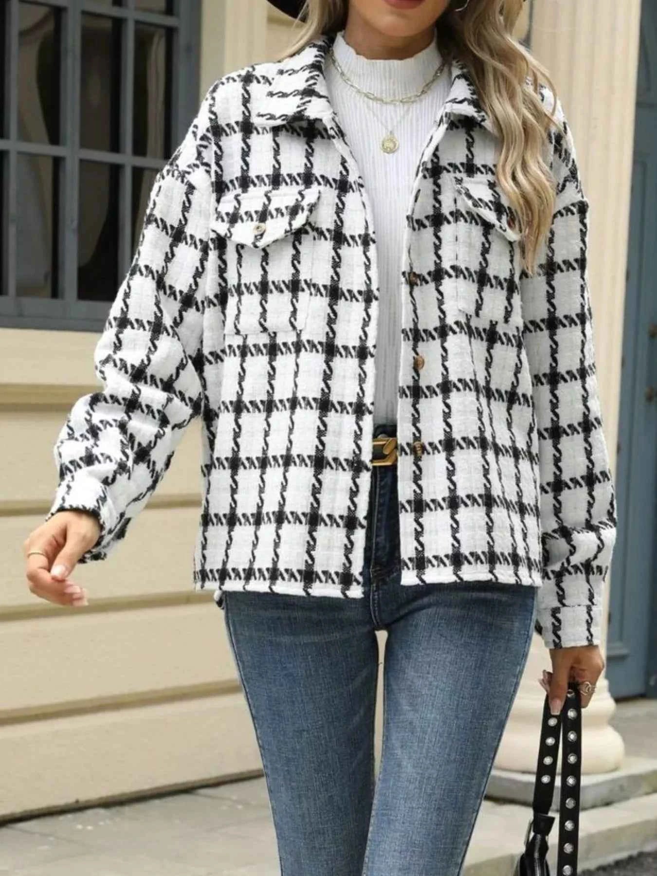 Plaid Button Up Long Sleeve Jacket 9bcc9337-503b-4496-bf6b-c545d4030845-Max-Origin