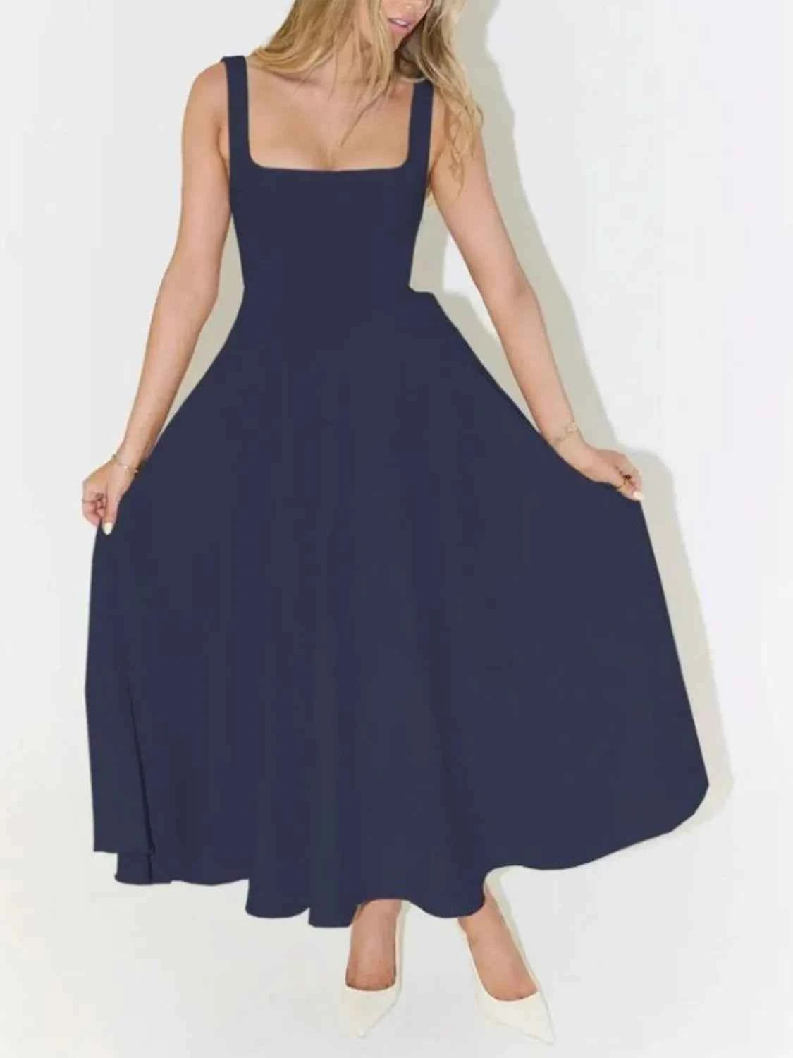 Square Neck Sleeveless Midi Dress Navy Blue 9bdf66c4-fadc-4dab-8e7f-005011dcd2ce-Max-Origin