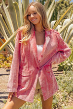 BiBi Ribbed Button Up Long Sleeve Blazer 9be79463-b850-4783-98d7-670ef3d0144d-Max