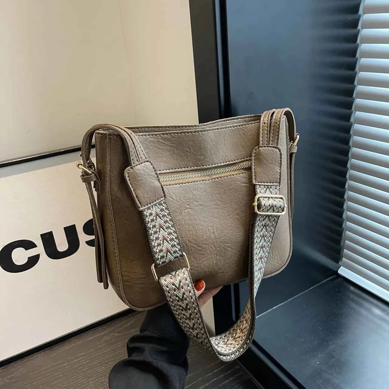 PU Leather Adjustable Strap Shoulder Bag Khaki onesize 9beb6f832c234aaaac99557089435757-Max-Origin