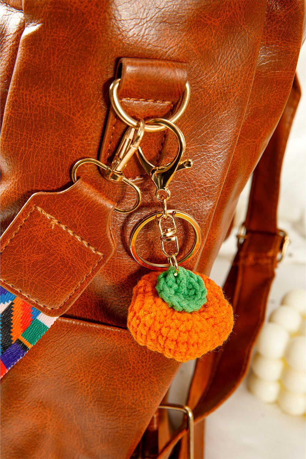 Orange Cute Crochet Fortune Persimmon Pendant Keychain 9beb90106bf37d3e