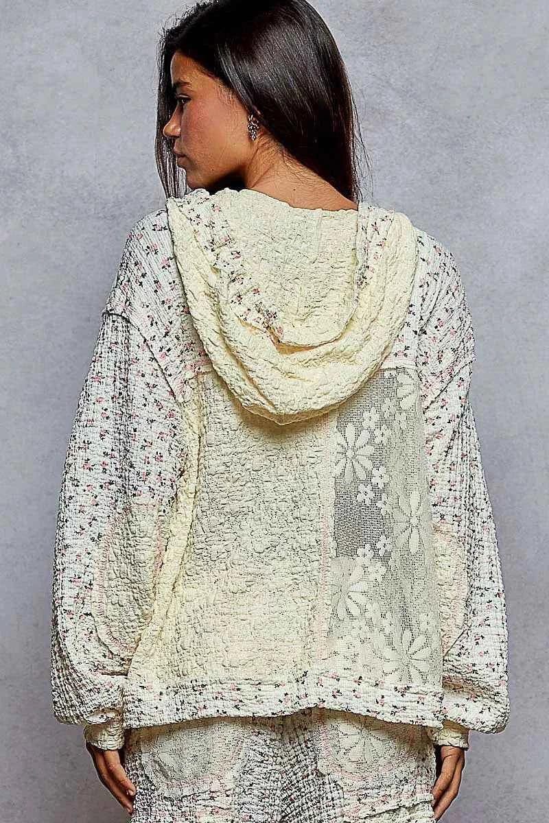 POL Floral Balloon Sleeve Hooded Lace Jacket with Stitch Detail 9bee7147-ce3c-4131-9367-44b38851f409-Max-Origin