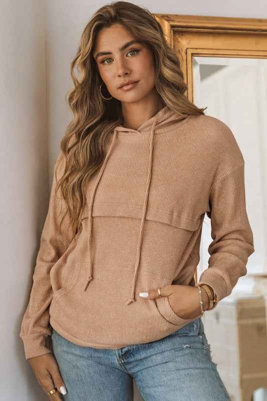 Janelle Knit Kangaroo Hooded Sweatshirt Brown 9bf04f05-9497-4cc2-a29c-d3bbd9717ae5