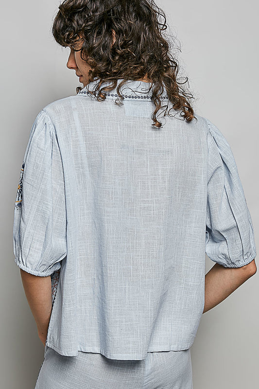 Button Down Embroidered Floral Short Sleeve Shirt 9c08bdd7-3b34-4fb7-9c3b-d0e23e62f0b3-Max