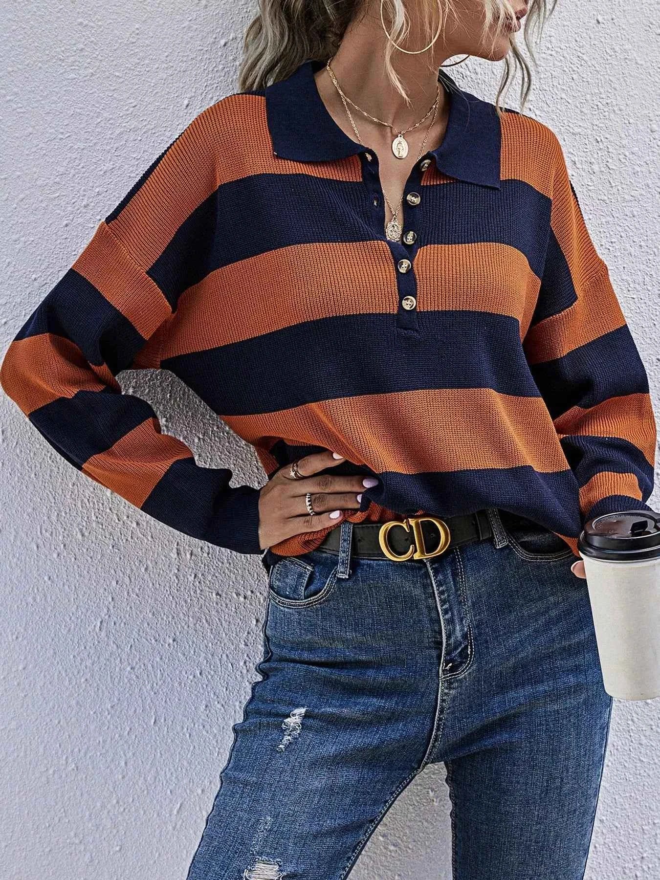 Striped Button Detail Dropped Shoulder Knit Top 9c09568f8b084c05ad5ec6c75e2476d5-Max-Origin