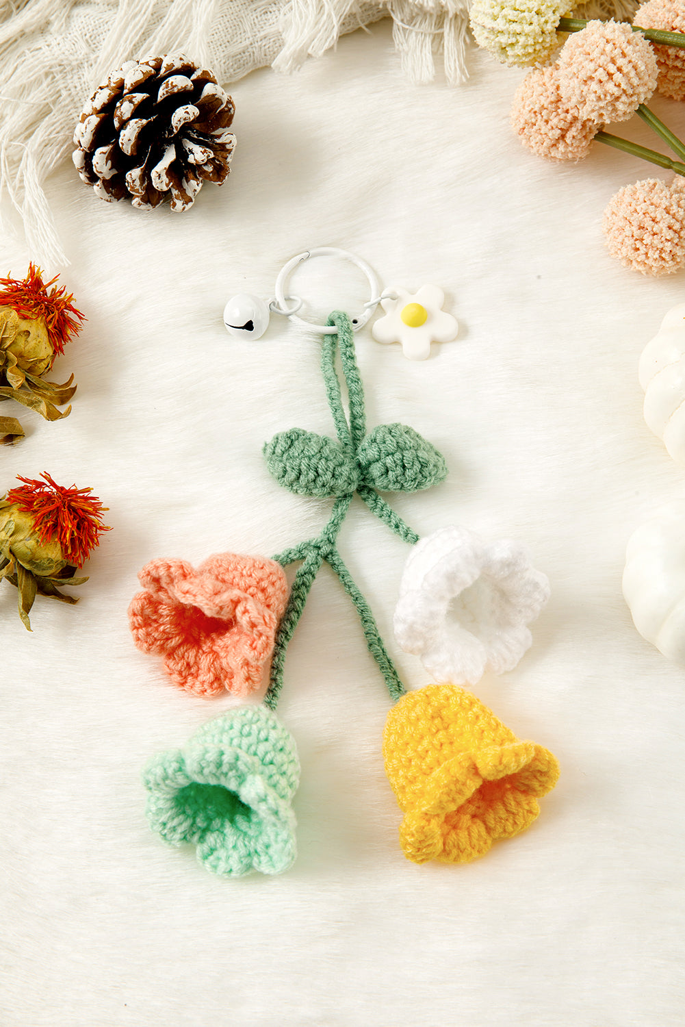 Meadow Mist Green Cute Crochet Flower Keychain 9c0c1886b8c7fab4