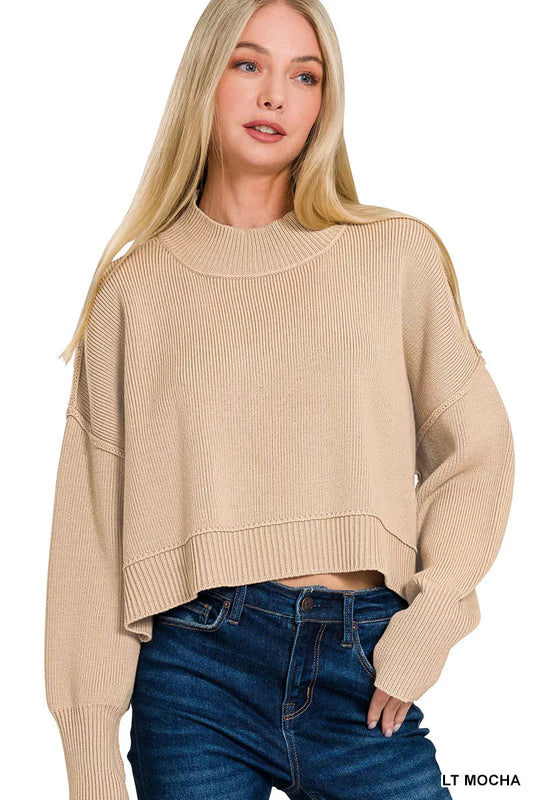 Side Slit Oversized Cropped Sweater LT MOCHA 9c117589-23ad-428c-87bd-6ac08e976123-Max-Origin