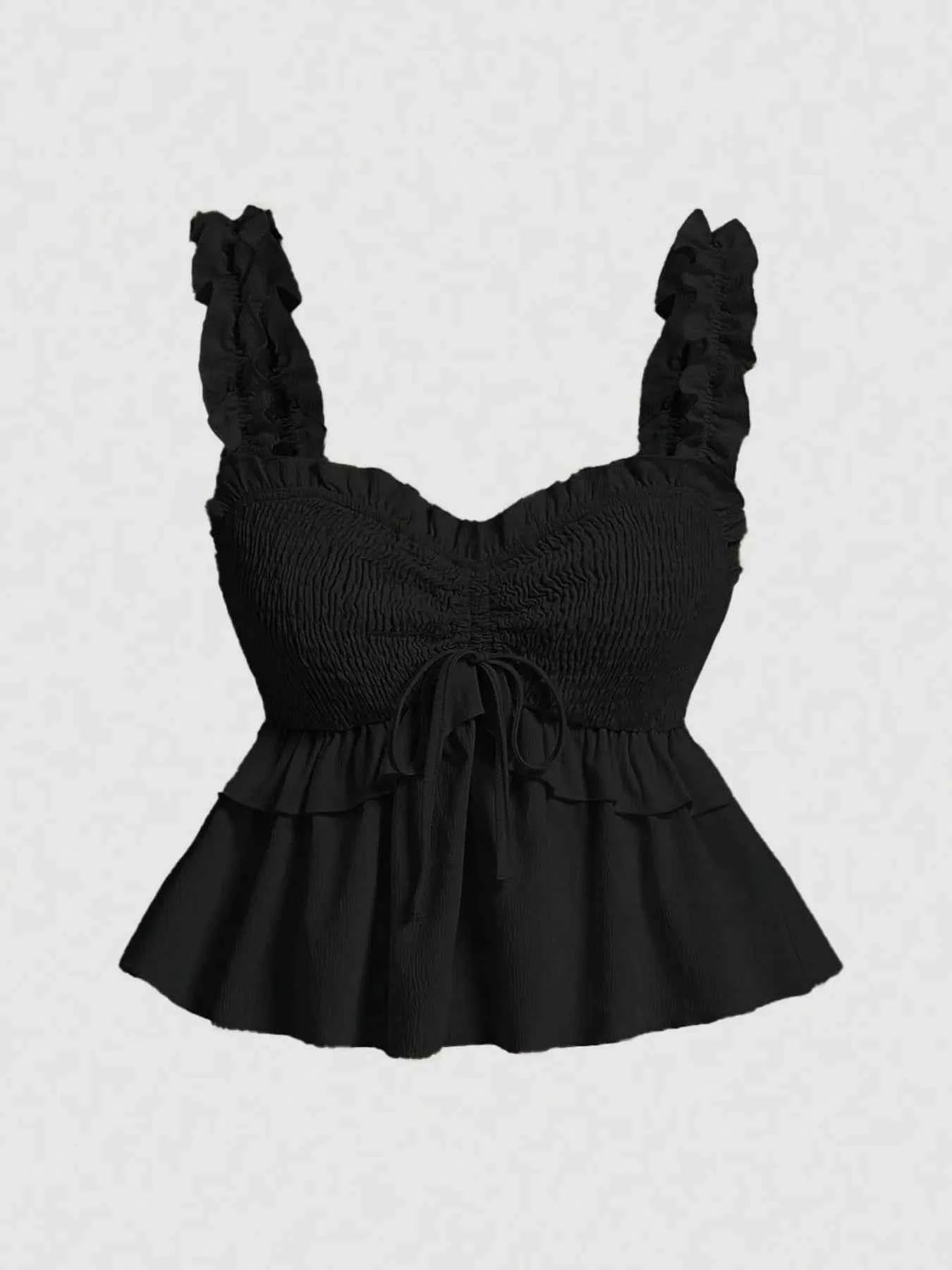Sweetheart Neck Peplum Cami Black 9c177a1b670c48d1923576594b2d0749-Max-Origin