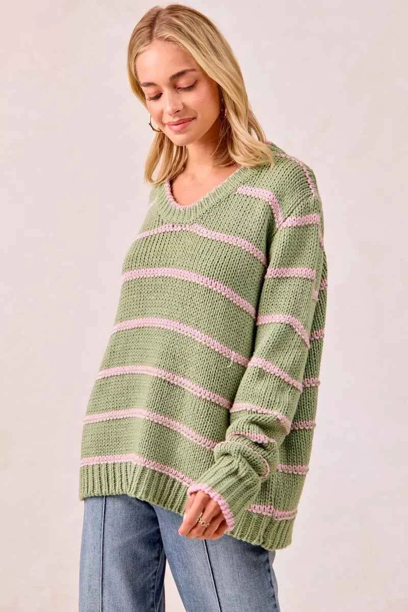 BiBi Striped Long Sleeve Sweater 9c20ae18b6164a8b8d41cfbafd68a636-Max-Origin