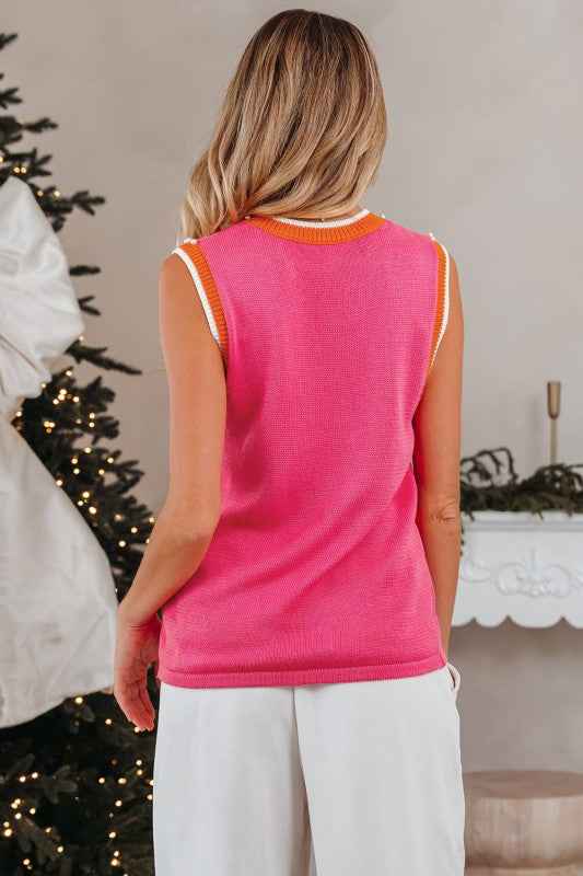 Contrast Trim Pearl Crewneck Sweater Top 9c2f5d9c-921e-46eb-9b61-9a71a432f302