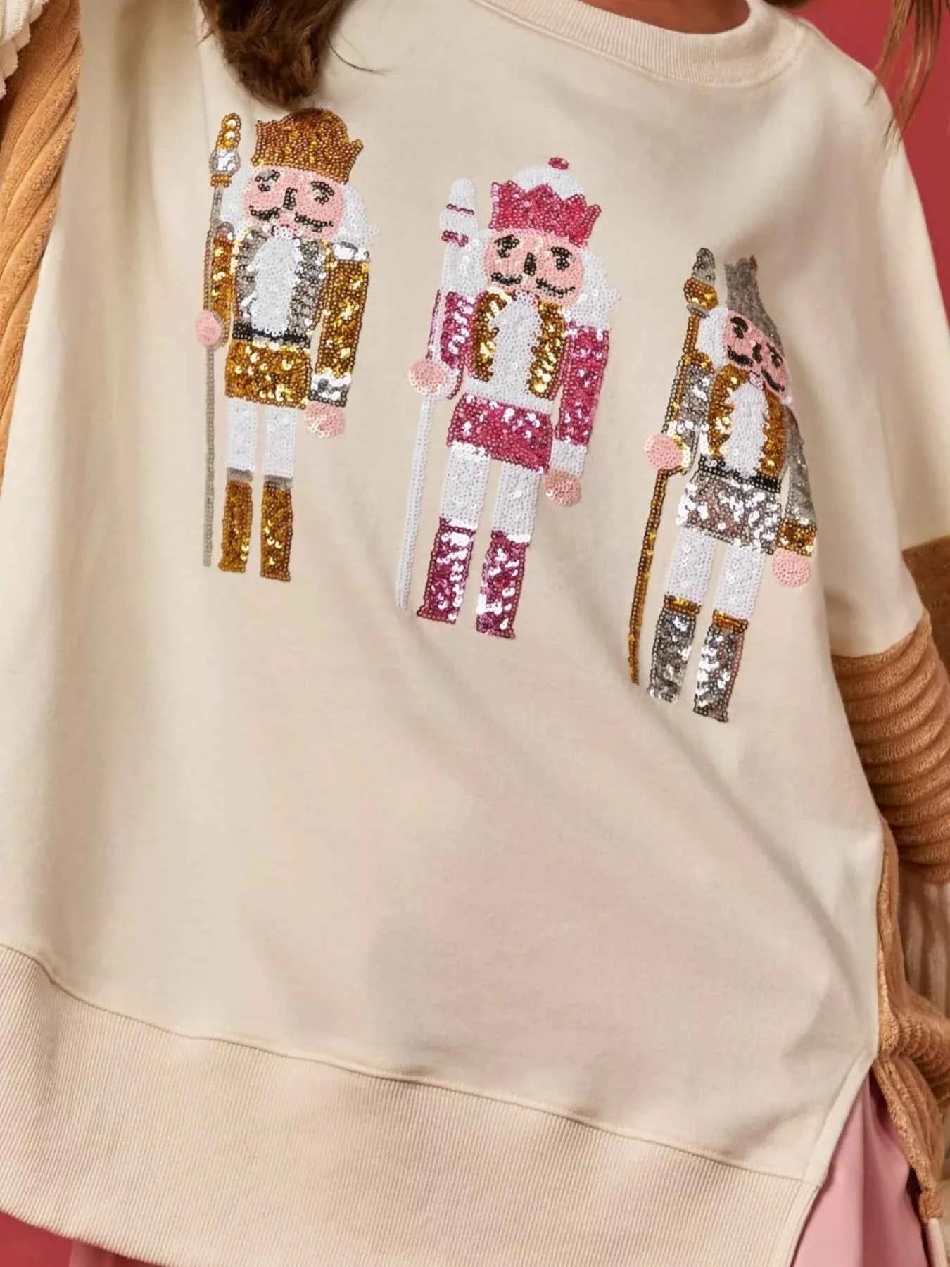 Nutcracker Long Sleeve Sweatshirt with Side Slit 9c3b10bf-e591-404e-88cb-077acfd4e249-Max-Origin