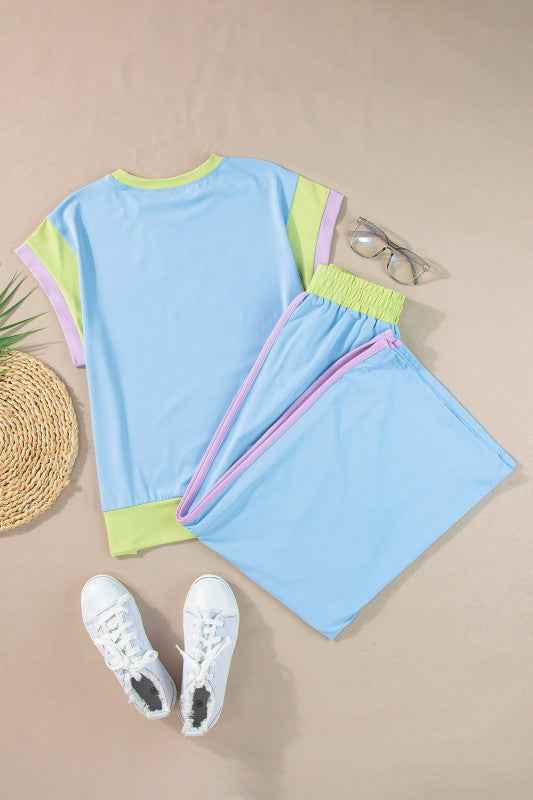 Colorblock Cap Sleeve Tee and Pants Set 9c45ac1c-175b-44bc-9ddd-735ce9278ce9