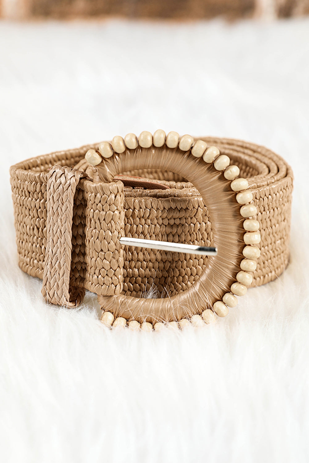 Camel Braided Leather Decor Belt Camel ONE SIZE 100%Straw 9c4a981c42fa9e1b