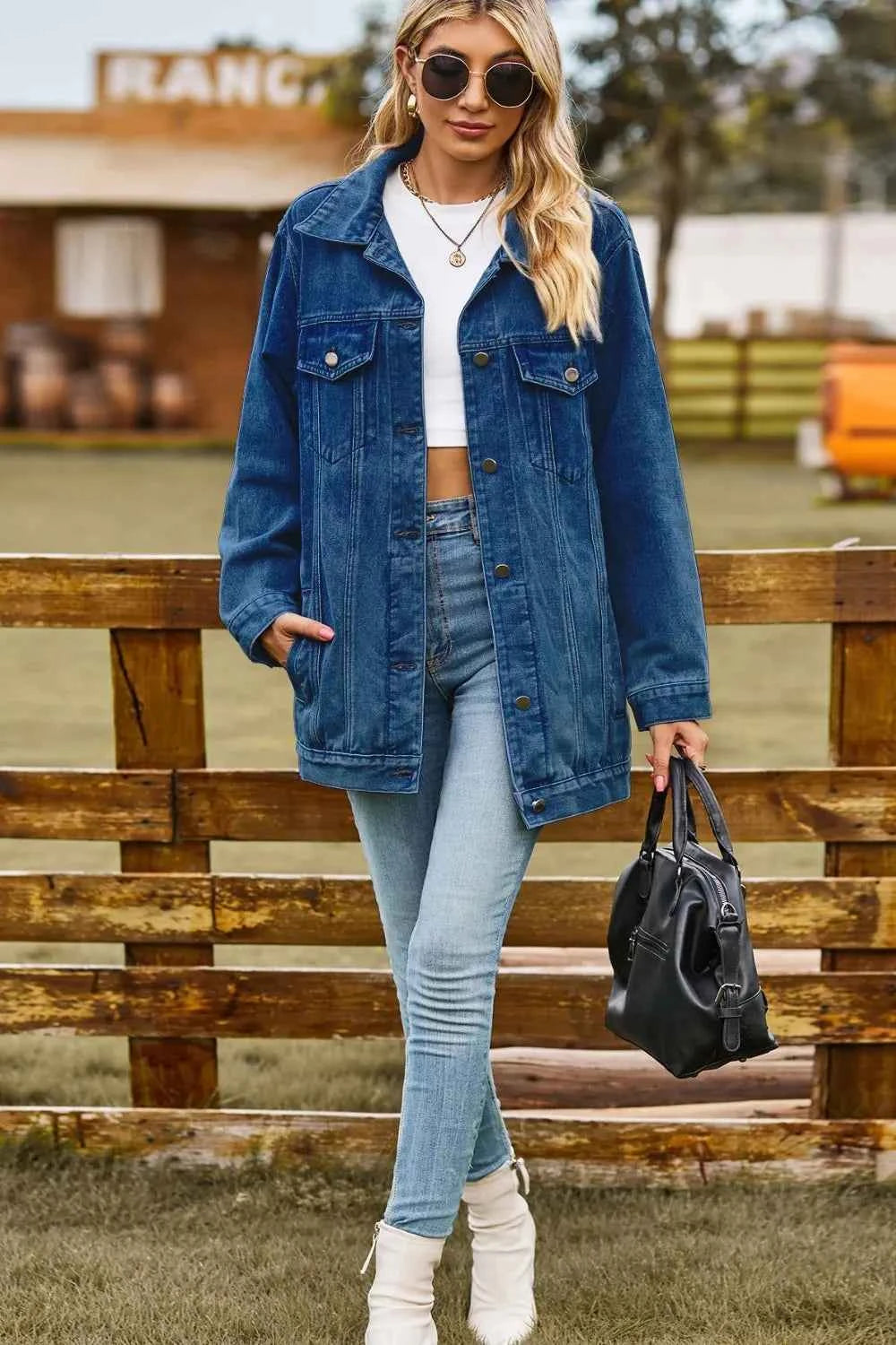 Buttoned Collared Neck Denim Jacket with Pockets 9c550e0e-2aa3-49bb-88c7-ea342b6846f1-Max