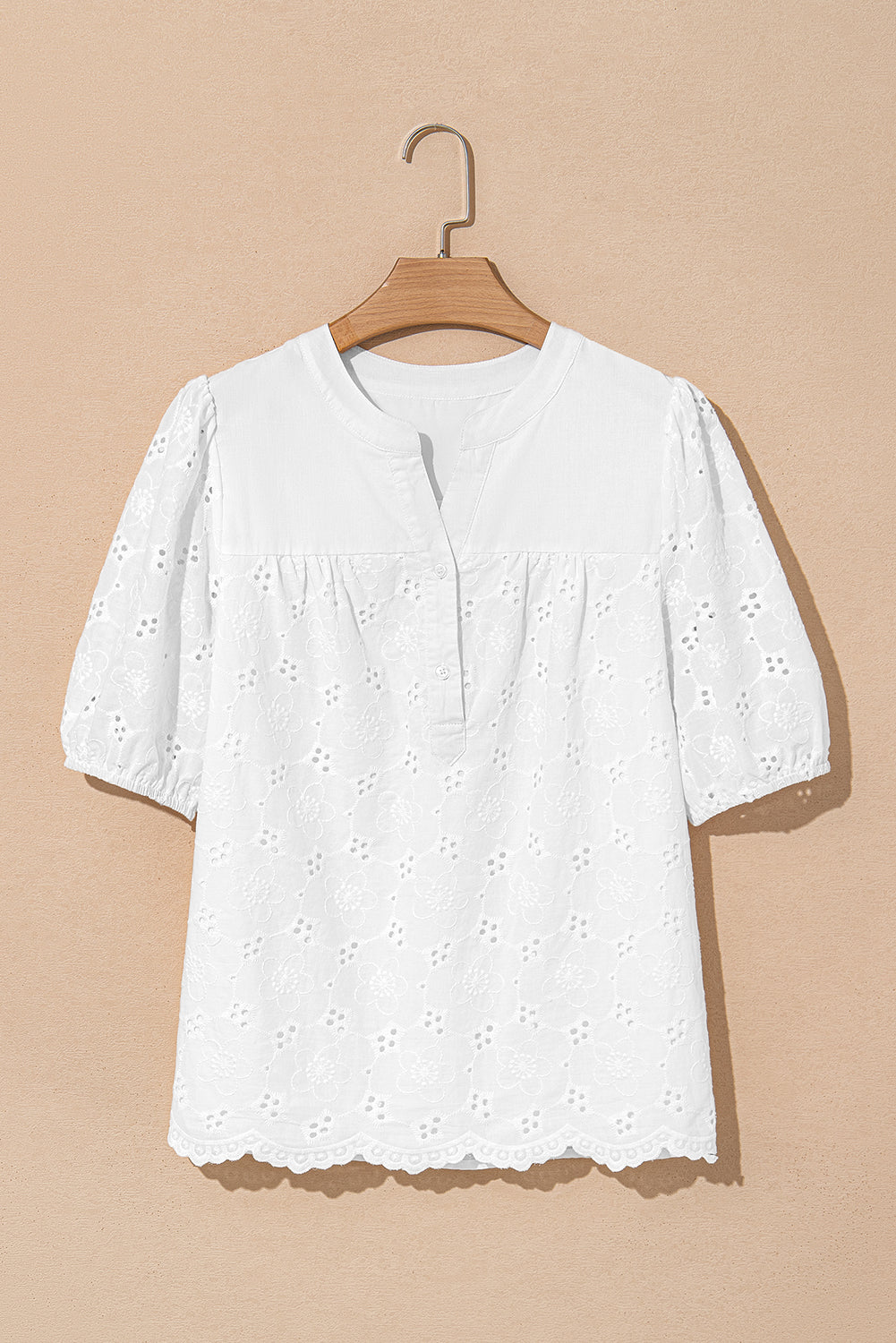 Vineyard Green Lace Crochet V Neck Half Sleeve Embroidery Button Down Blouses Casual Shirts 9c55857fc626d819