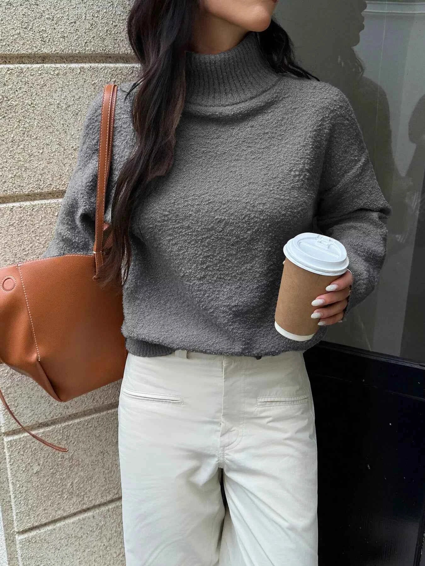 Turtleneck Long Sleeve Sweater Gray 9c5626b65f164df2890bdec36471d19c-Max-Origin
