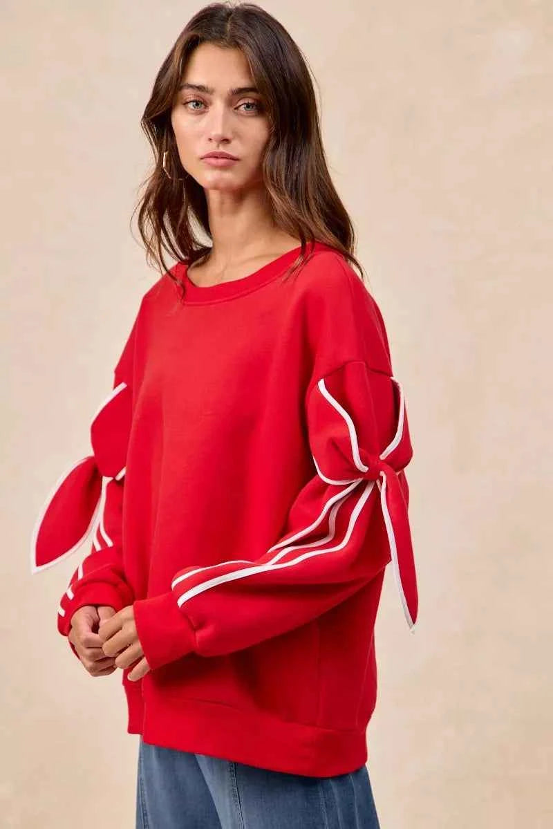BiBi Bow Detail Sleeves Fleece Sweatshirt 9c612382-3dc0-46f2-92e7-3082b1a4e9c6-Max-Origin
