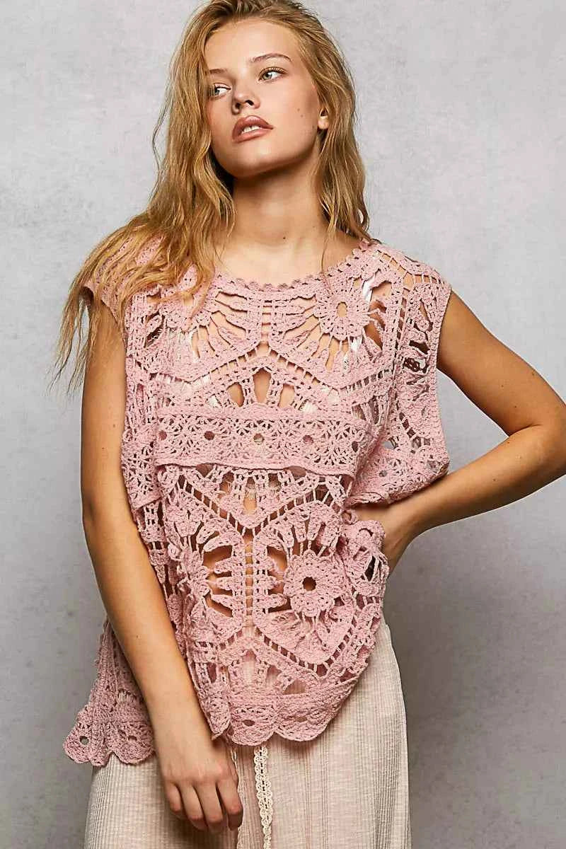 POL Openwork Round Neck Floral Crochet Tank ROSE PINK One Size 9c612f83-18f1-41c1-b815-033f5fb9d39a-Max-Origin