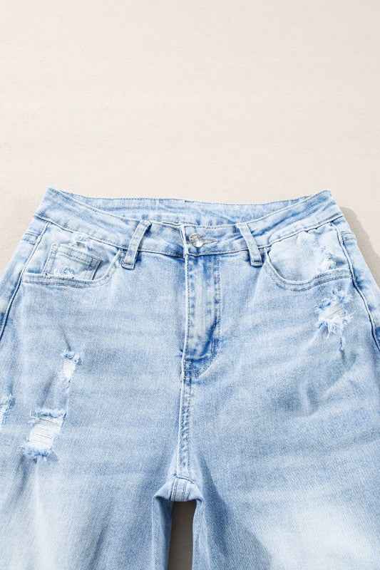 Saige Wash Distressed Straight Jeans 9c7fb807-c6b3-4ad4-9ee7-c78ab8dfafad