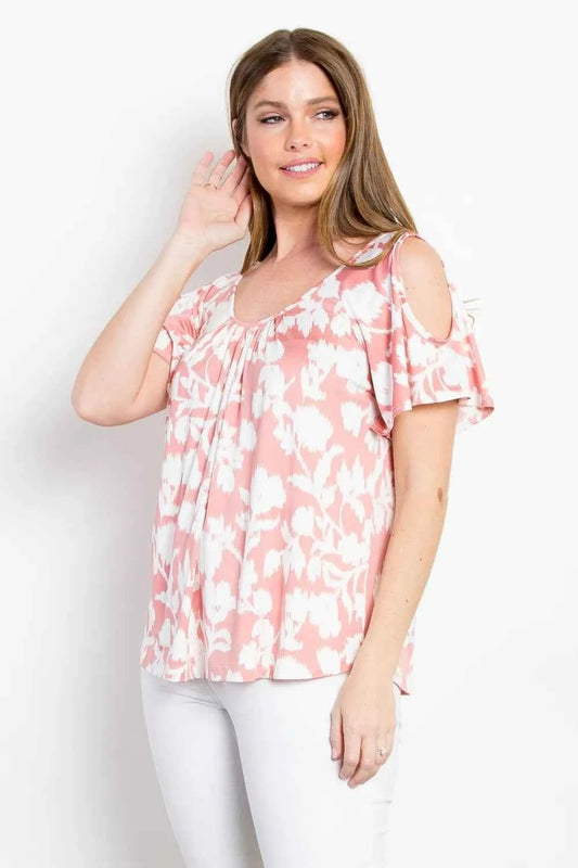 Be Stage Full Size Foral Cold Shoulder Top 9c866ad3-23bb-411c-8592-7332f46a98e3-Max