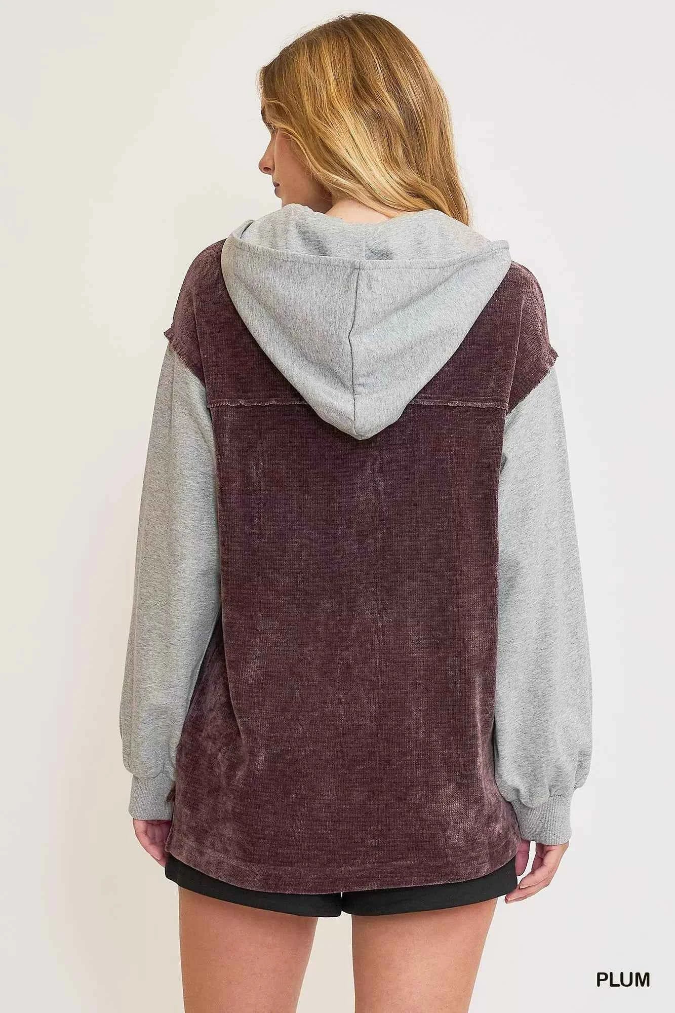 Umgee Contrast Hooded Chenille Jacket 9c8f6fc9-6b0d-4771-83bc-27b7a257d0ec-Max-Origin
