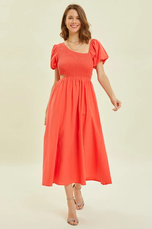 HEYSON Smocked Cutout Midi Dress 9c913463-7057-4f8e-89da-d8ce7837e633-Max