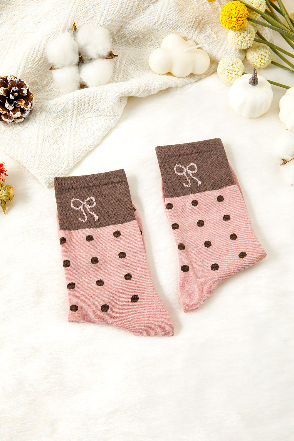 Blossom Bow Polka Dot Colorblock Socks 9c93431bfe564bc3