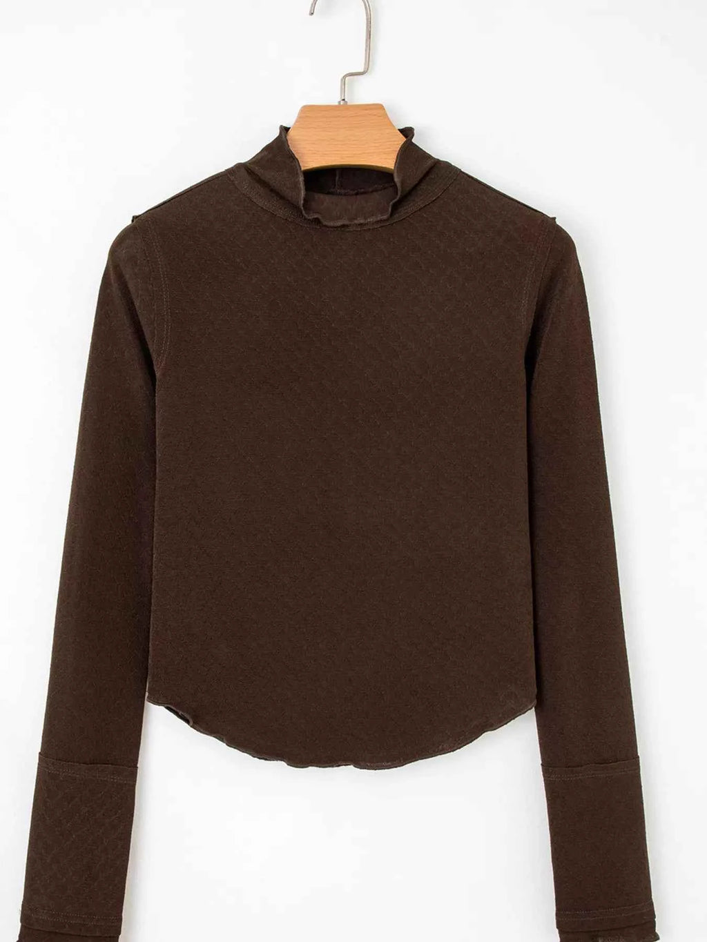 Lettuce Trim Raw Seam Patchwork Jacquard Long Sleeve Top 9c9abd2c78d1402e88608bdaff0faf50-Max-Origin