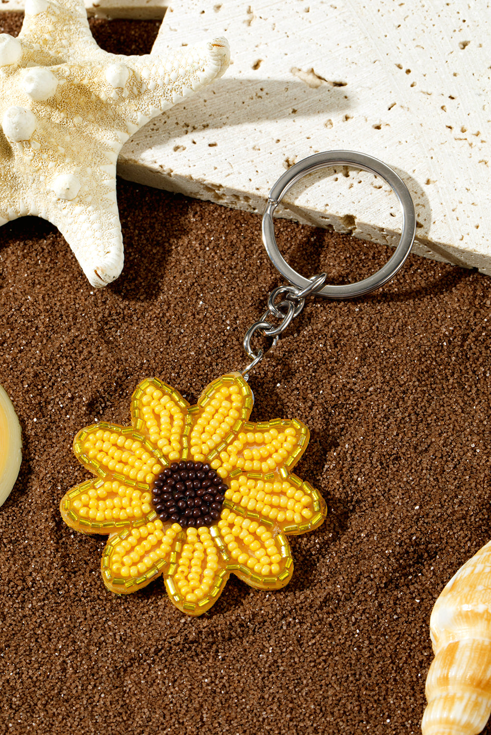 Yellow Cute Sunflower Beaded Keychain 9cb27b6a42a5b8ae