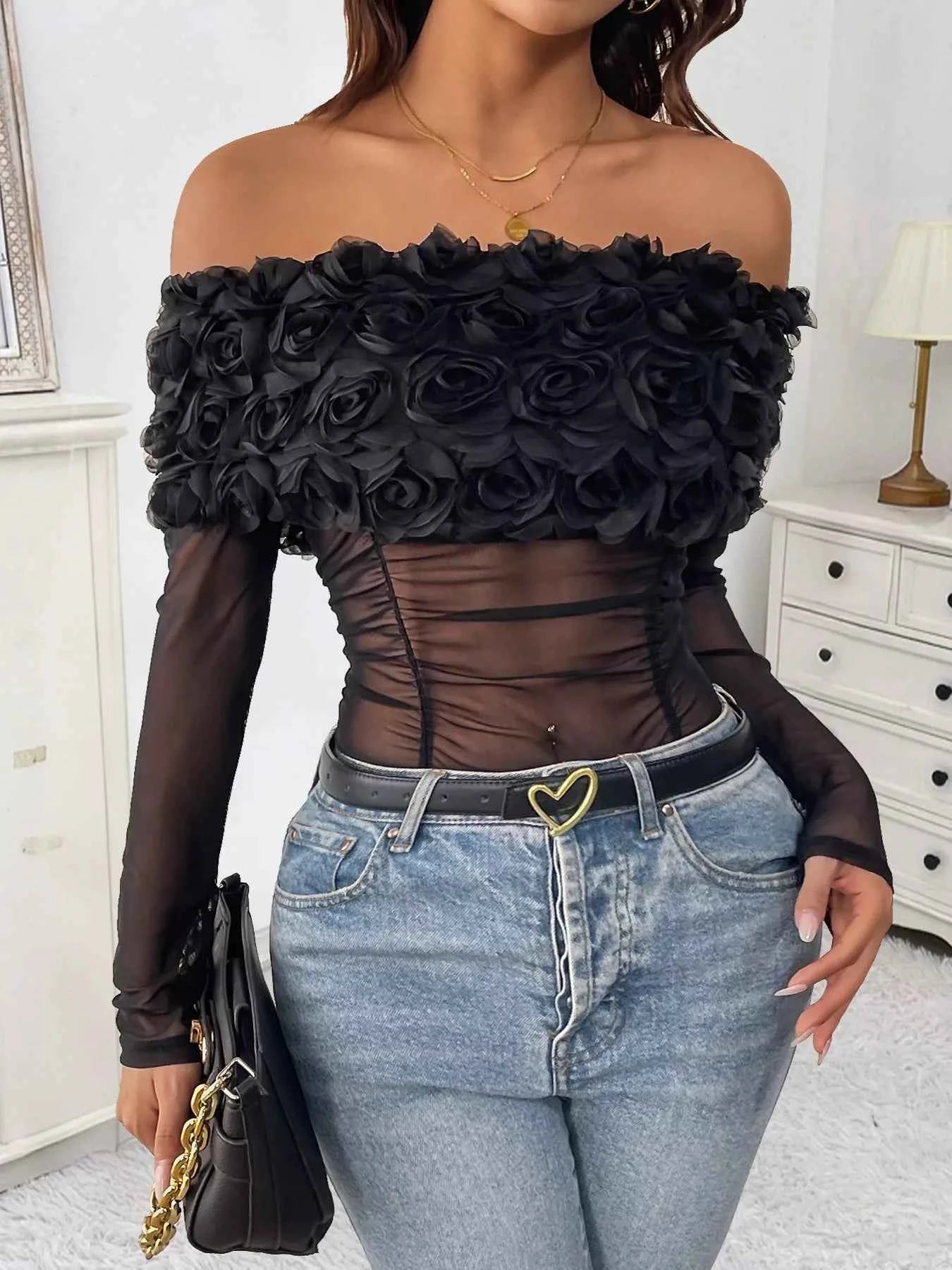 Flower Off-Shoulder Mesh Bodysuit 9cb626e8b3764c84aad2e9bda65390c2-Max-Origin