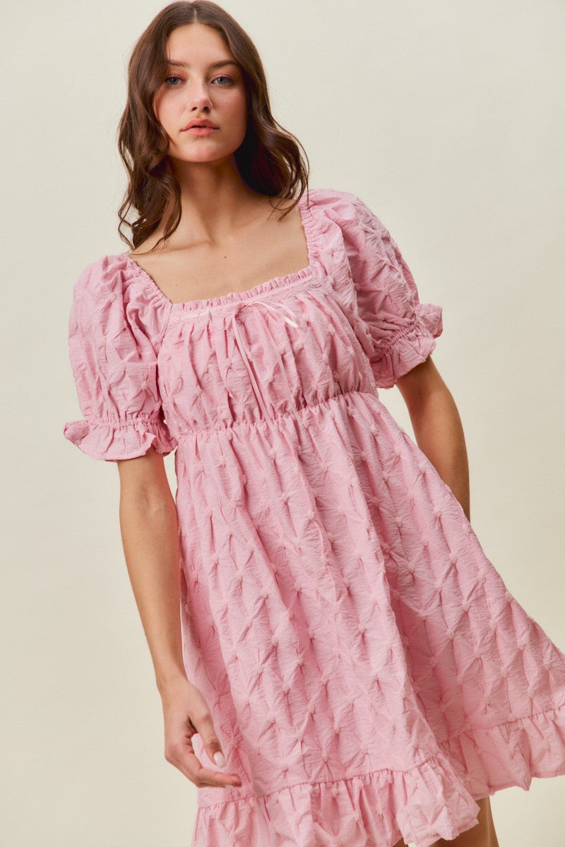 SO ME Texture Woven Ruching On Bust Mini Dress 9cc34e5f528e47db9571761c9141f965-Max