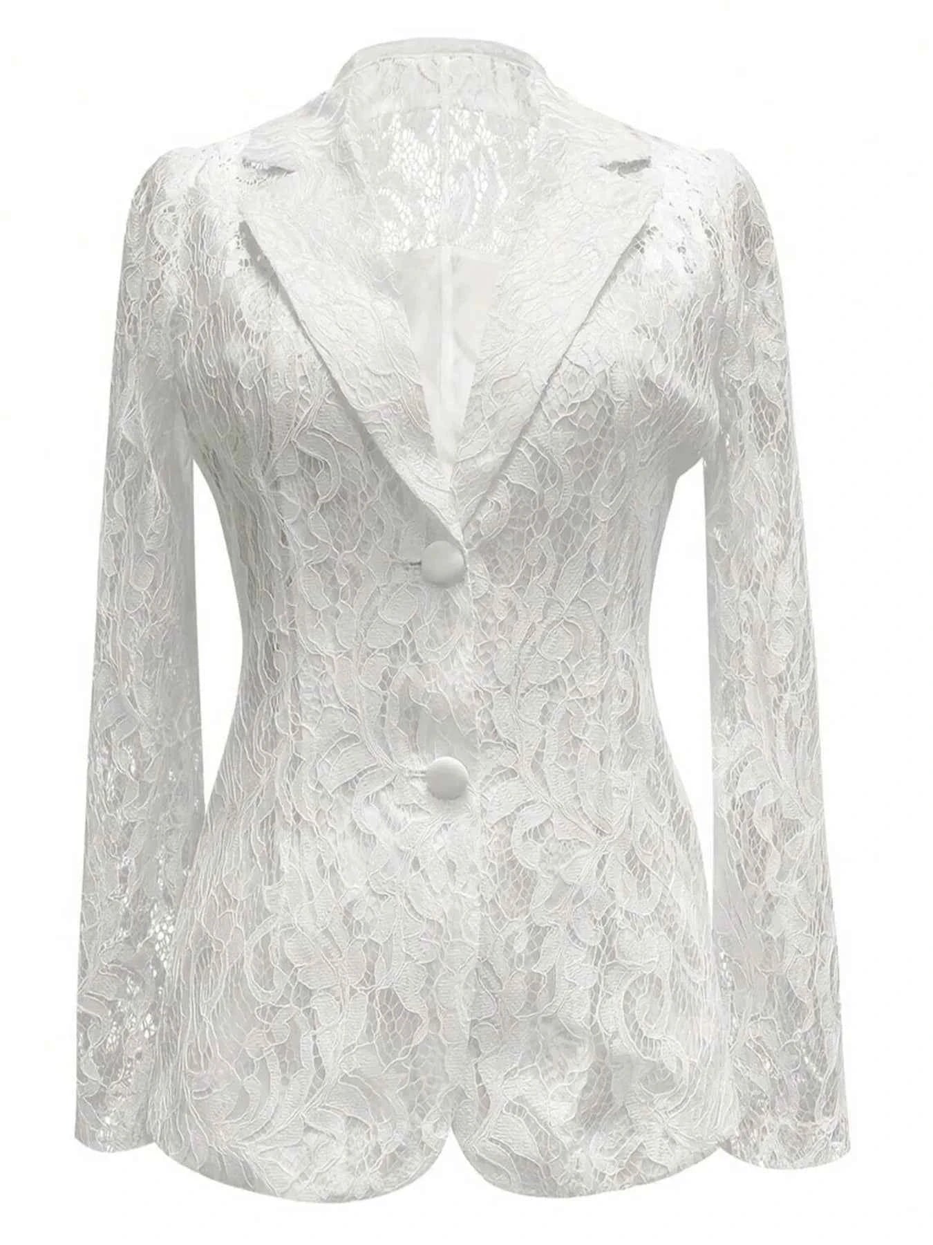 Floral Pattern Lace Single-Breasted Blazer 9cc633d1a7c9458197ef314129af3b8f-Max-Origin