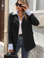 Striped Collar Long Sleeve Fake Two-Piece Blazer 9cd3ddabe7a04a0a83dfd1224f6f52c4-Max-Origin