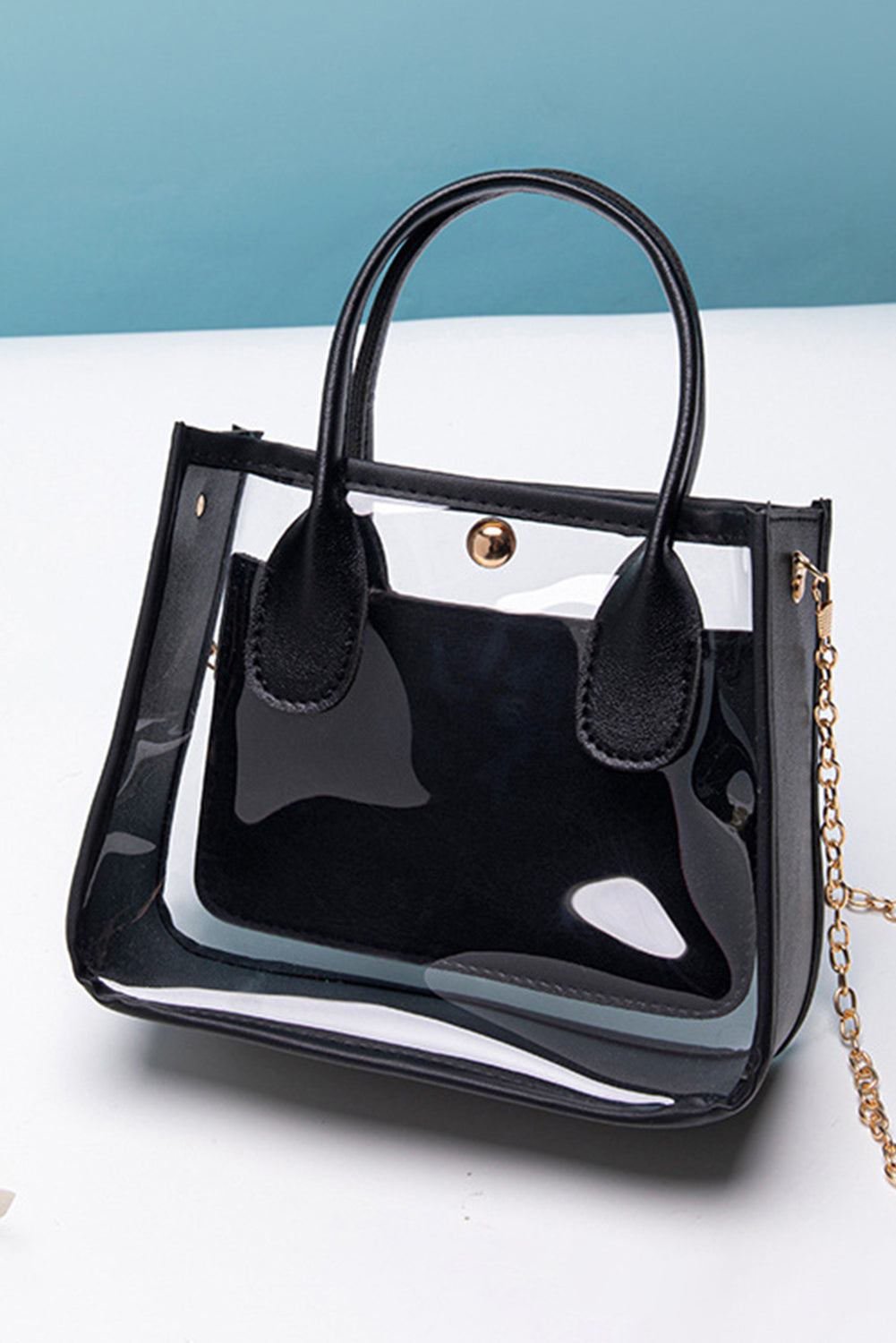 Black PVC PU Leather Chain Strap Clear Shoulder Bag 9cd839dd1d0a75a5
