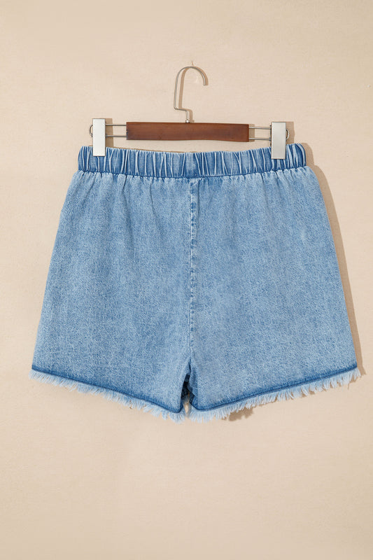 Myosotis Frayed Edge Casual Denim Shorts 9cd9690884d558a7