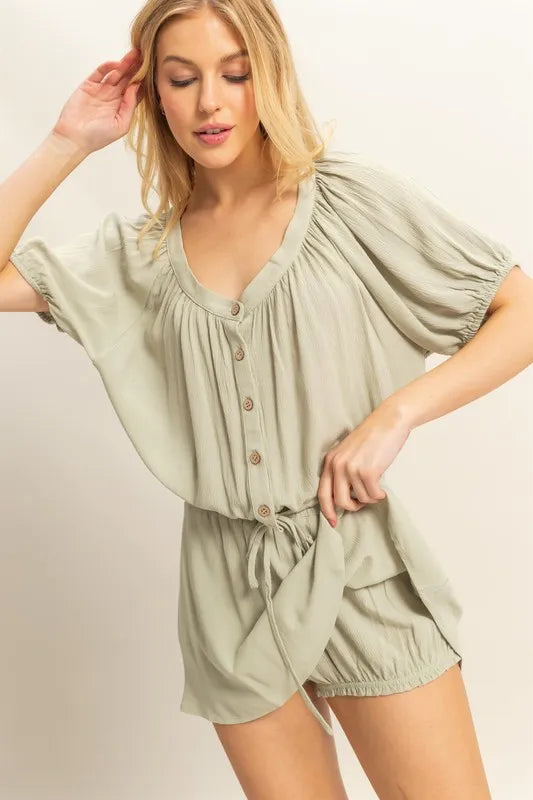 Drawstring Hem Short Sleeve Top and Skort Set 9cde5a45-485d-4eef-bfcb-f932b9bea92c-Max