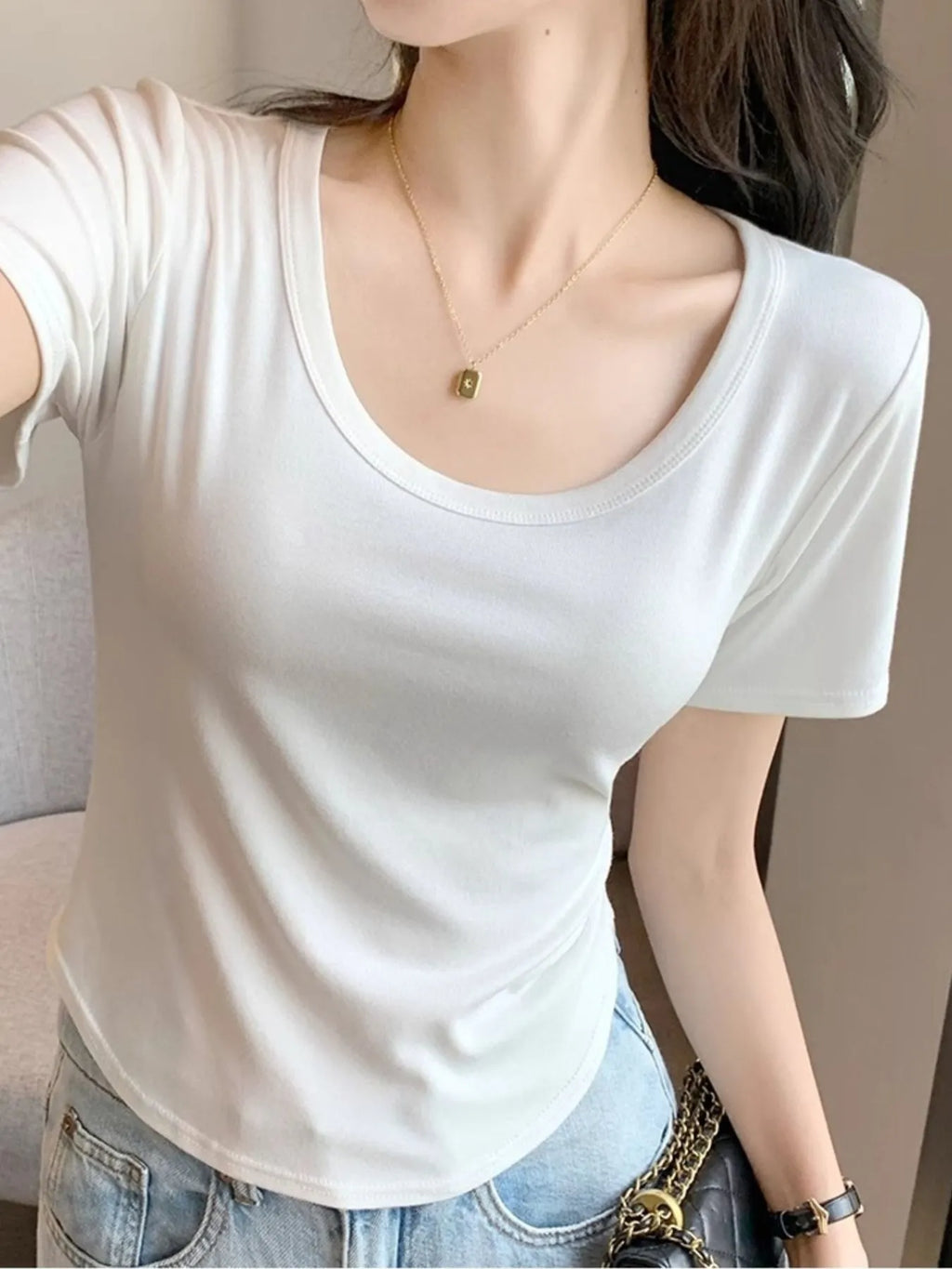 Plus Size Round Neck Short Sleeve T-Shirt White 9cfc6d05-56c7-45e9-97fd-19cae97e859d-Max-Origin