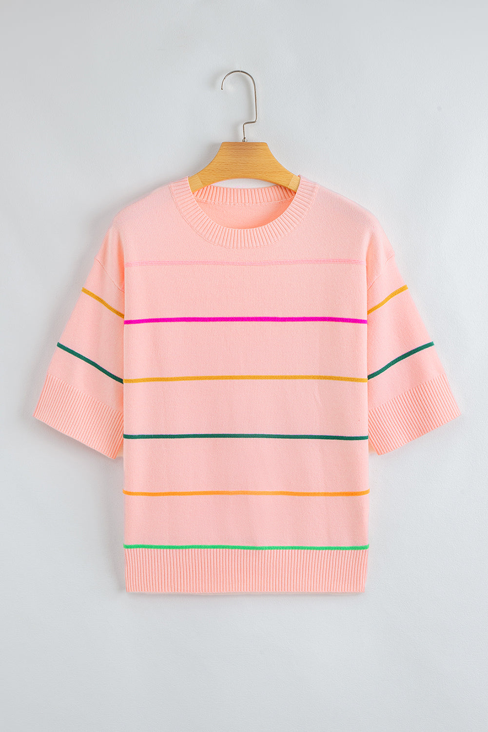 Orchid Petal Striped Half Sleeve Drop Shoulder Sweater 9d04b9b3456fa309