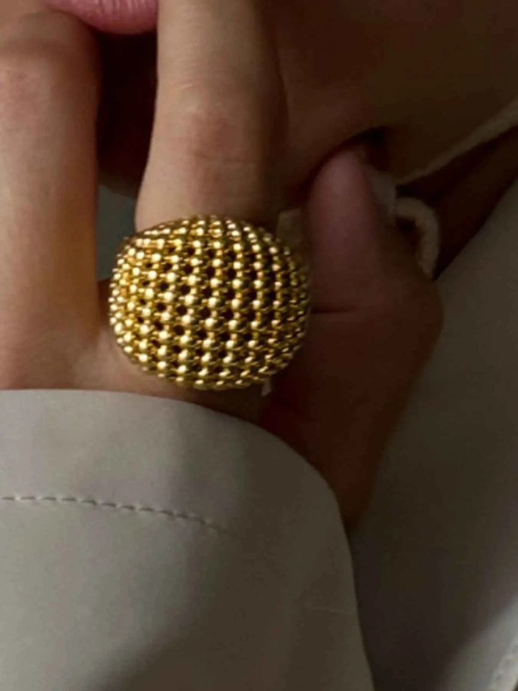 Stainless Steel Textured Dome Ring 9d2ec41e-3010-45f1-abaf-16dcbab79b38-Max-Origin
