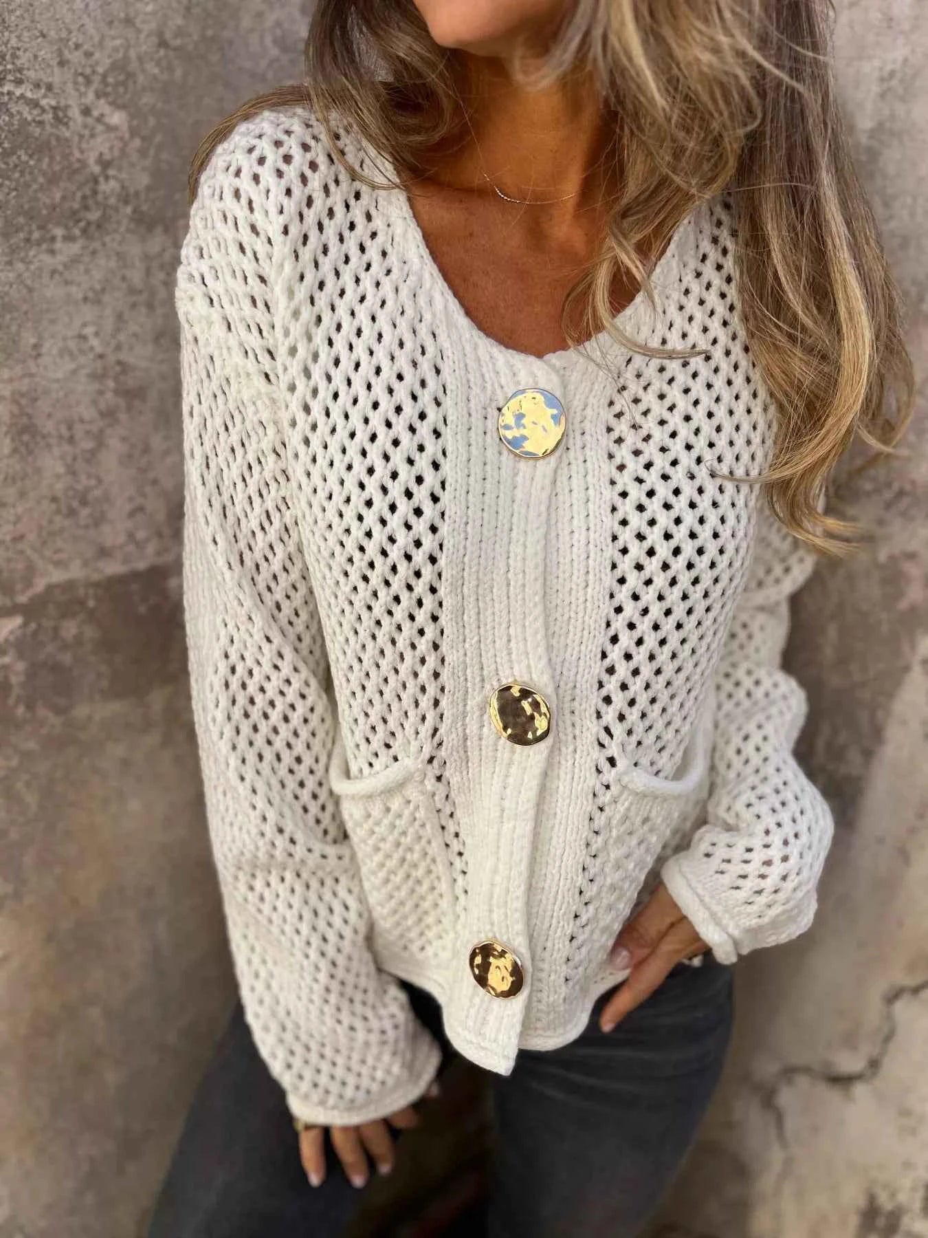 Crochet Button Up Long Sleeve Cardigan Ivory 9d33671bb8d9441e9a68d3207a8a5ee5-Max-Origin