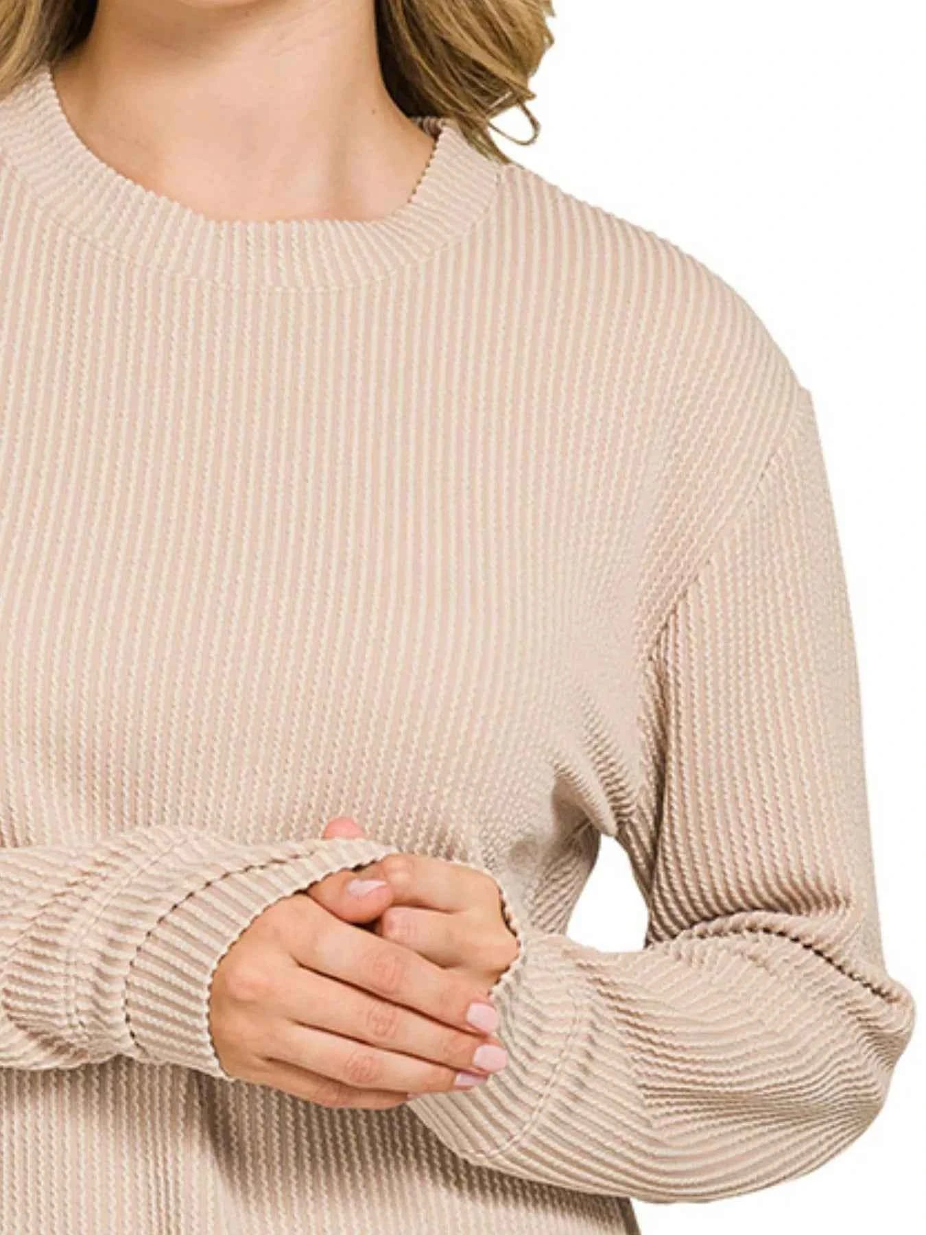 Zenana Full Size Raised Rib Round Neck Long Sleeve Top Plus Size 9d34b81a-372a-4654-892d-a34acbd1644d-Max-Origin