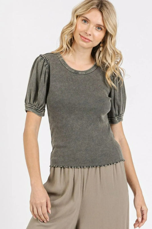 Mittoshop Mineral Wash Puff Sleeve Rib Knit Top Charcoal 9d398dda-191d-4cb9-b19b-56c3d84741de-Max
